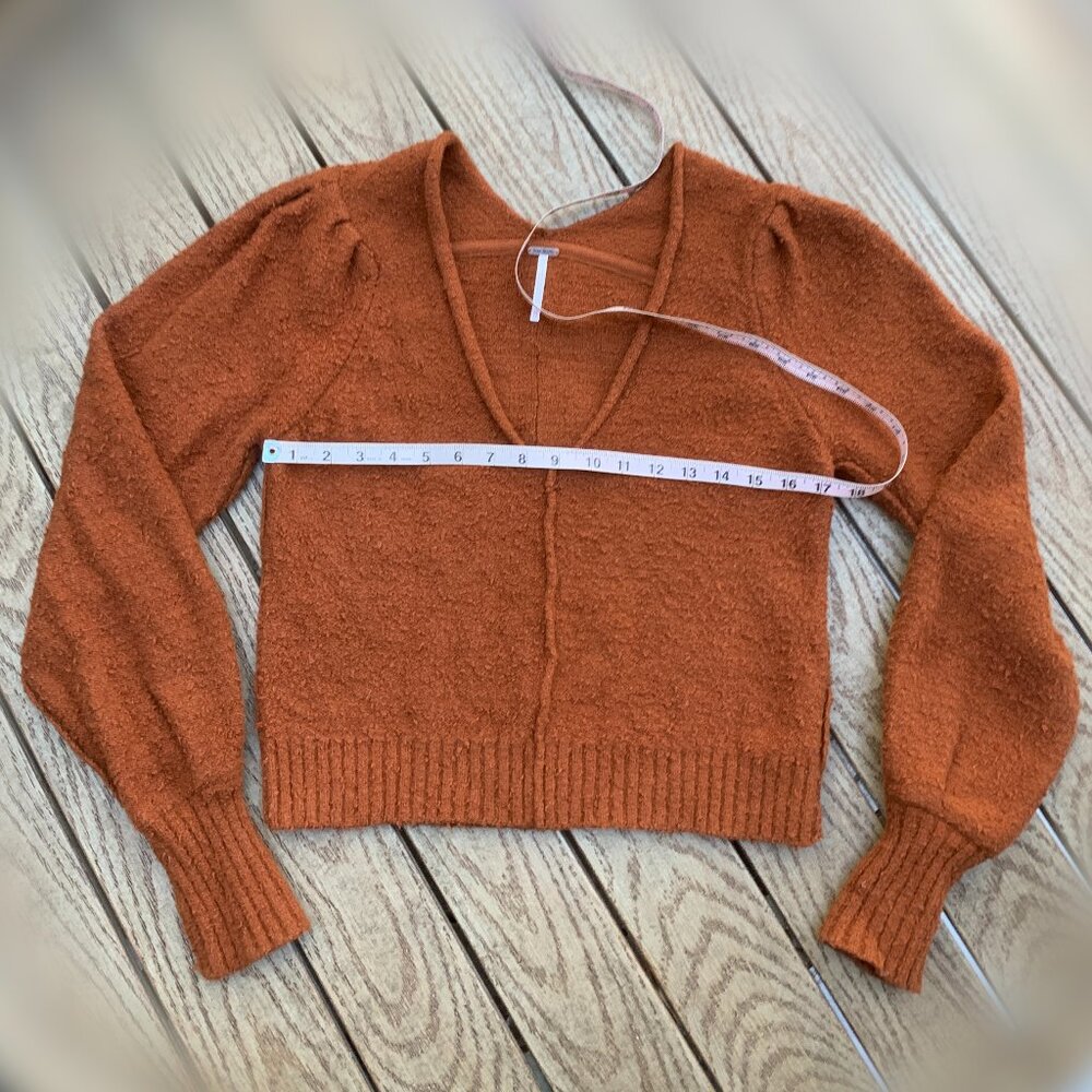 Free People Burnt Orange Long Sleeve V-Neck Sweater SzXS - Picture 12 of 15